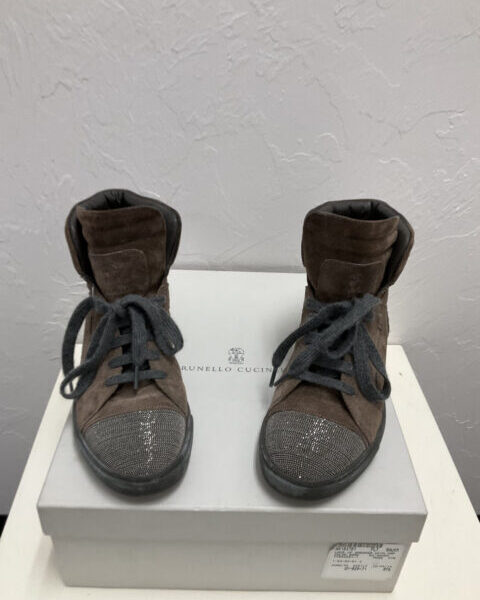 Brunello Cucinelli Suede Crystal Embellished Sneakers