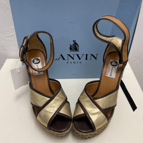 Lanvin Leather Buckle Wedges